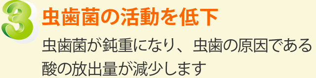 フッ素の３大虫歯予防効果。３、虫歯菌の活動を低下