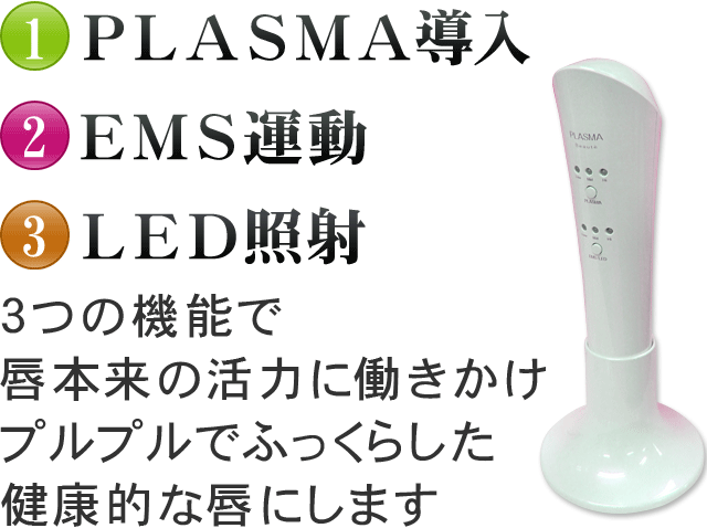 ＰＬＡＳＭＡ導入・ＥＭＳ運動・ＬＥＤ照射！ 唇プルプルふっくらマシーン